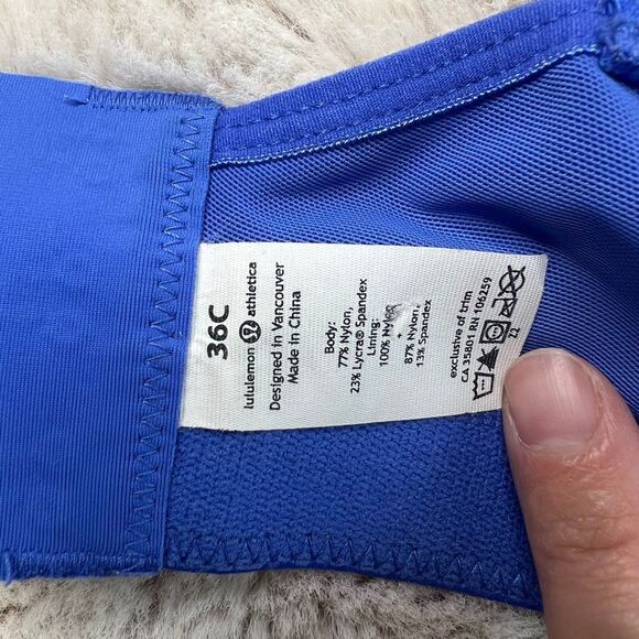 LULULEMON TA TA TAMER BRA PADDED ROCKSTEADY SIZE 32C Blue Sports - Picture 6 of 8
